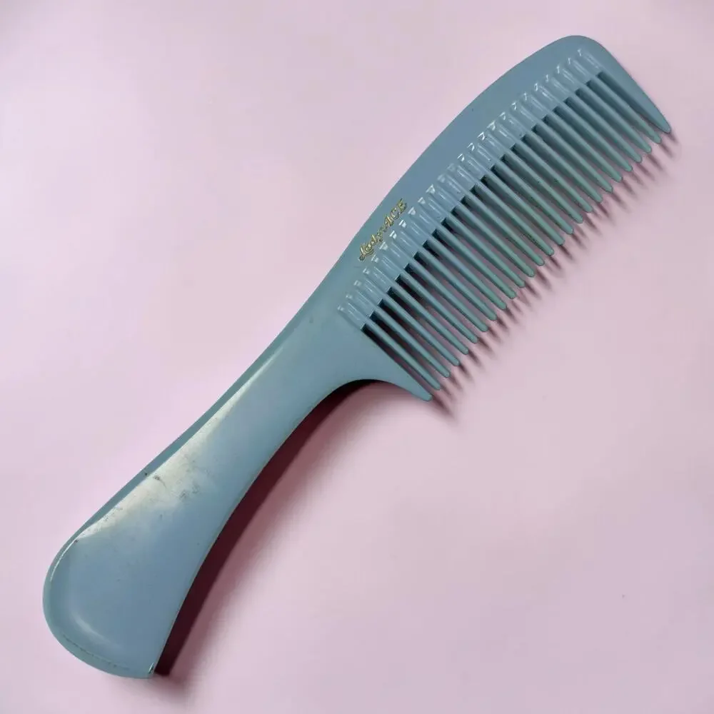 Vintage Lady Ace Blue Handle Hair Comb Wide Tooth Styling Detangling USA